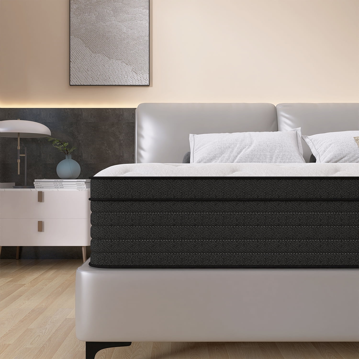 King Mattress, 14 Inch Memory Foam Mattress in a Box, Individual Pocket Spring Mattress with Motion Isolation and Pressure Relief, Medium Firm