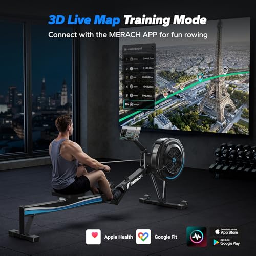 MERACH Rowing Machines for Home, Adjustable Air Resistance Professional Indoor Rowing Machine, Ergonomic Comfort Seat