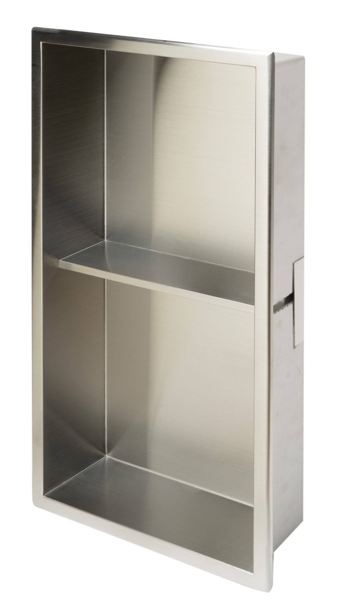 Alfi Brand ABN1224-BSS 12 x 24 Brushed Stainless Steel Vertical Double Shelf Bath Shower Niche