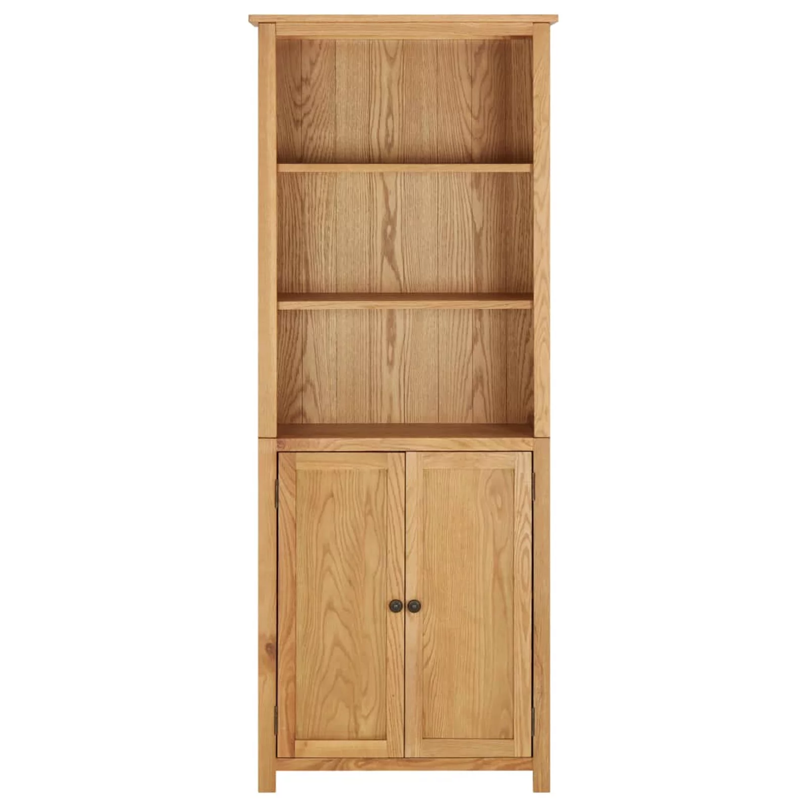 Dcenta Bookcase with 2 Wooden Doors Cabinet and Storage Shelves Oak Wood Book Display Cabinet Organizer for Living Room, Bedroom