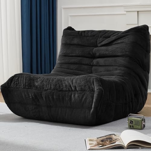 Bean Bag Chairs for Adults Giant Bean Bag Chair Memory Foam BeanBag Chair Big Bean Bag Sofa with Filler Faux Fur Fireside Beanbags Lazy Sofa for