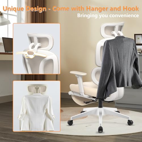 FLEXISPOT ErgoX Premium Ergonomic Office Chair with Footrest- Adjustable 3D Armrests, Dynamic Lumbar Support, Recline & Tilt Function, Mesh Seat