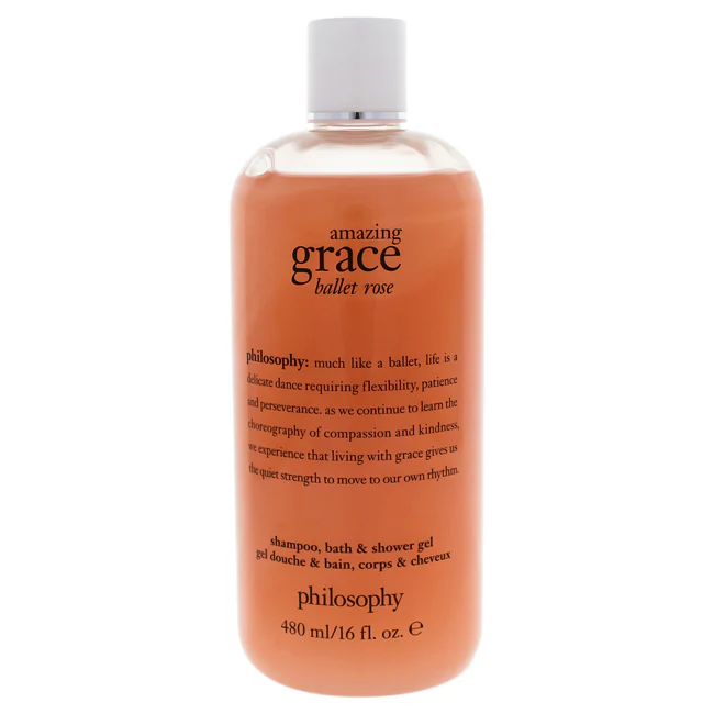 Philosophy Amazing Grace Ballet Rose Shampoo Bath and Shower Gel by Philosophy for Women - 16 oz Shampoo Bath and Shower Gel