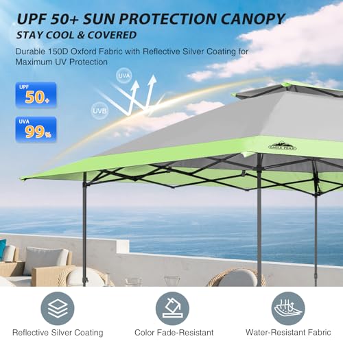 EAGLE PEAK 13x13 Straight Leg Pop Up Canopy Tent Instant Outdoor Canopy Easy Single Person Set up Folding Shelter w/Auto Extending Eaves 169 Square