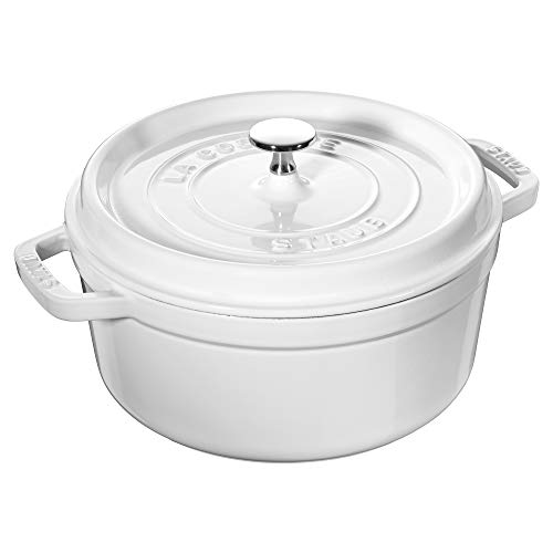 STAUB Cast Iron Dutch Oven 5.5-qt Round Cocotte, Made in France, Serves 5-6, Black Matte