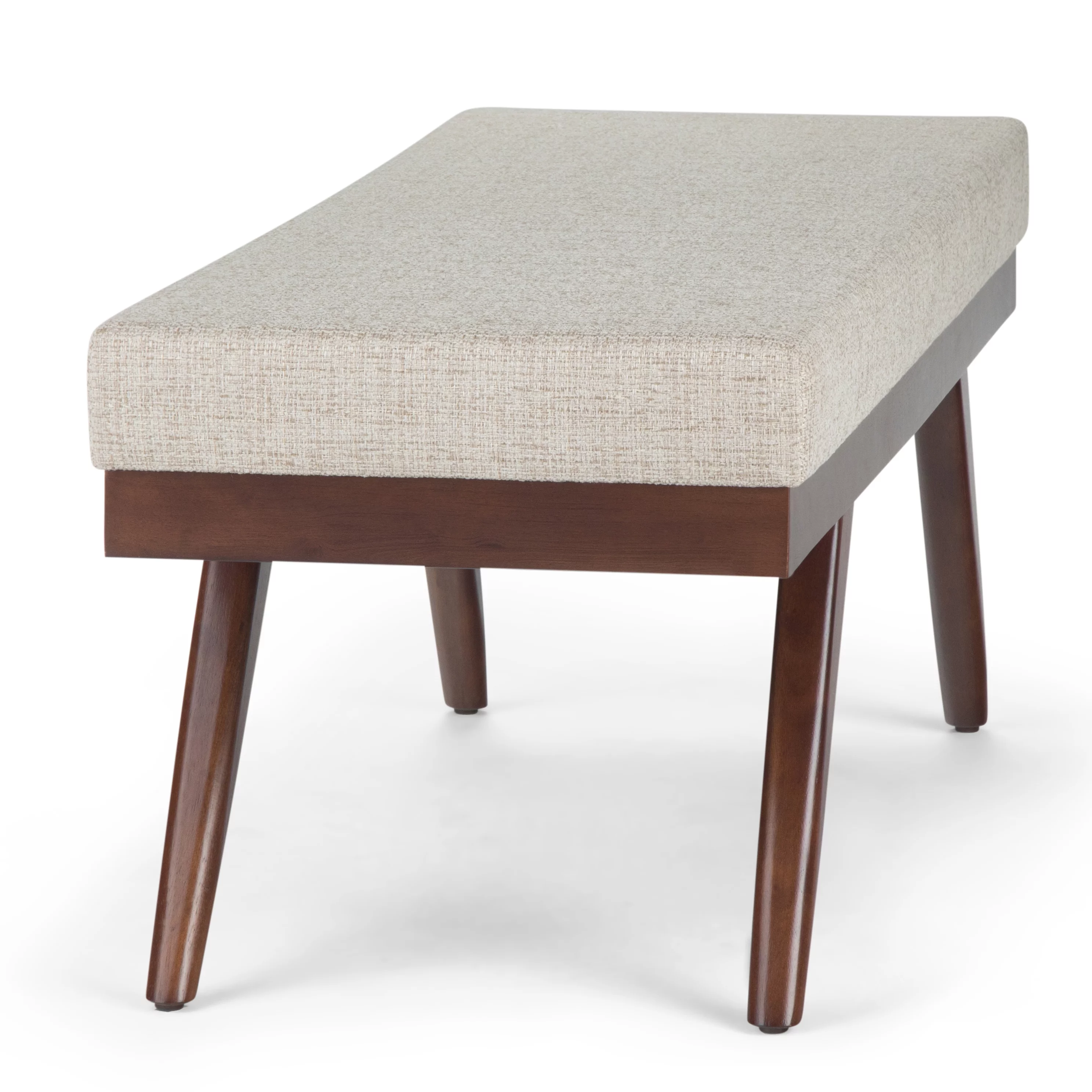 Simpli Home Chanelle Ottoman Bench in Platinum Tweed Look