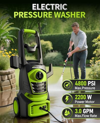 Electric Pressure Washer, 4800PSI 3.0 GPM Power Washer with 4 Quick Connect Nozzles, 400ml Foam Cannon Electric Power Washer Cleaning for Cars, Home