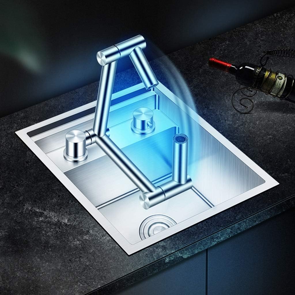 Stainless Steel Sink Hidden Kitchen Sink Sink On Bar Counter Sink with Folding Faucet Can Be Installed Under Counter