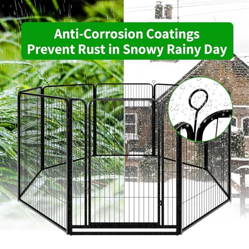 Dog Playpen Outdoor Extra Wide 12 Panels Heavy Duty Anti-Rust Coating-Strengthened Dog Fence 40" Height with Doors Portable for RV Camping Yard