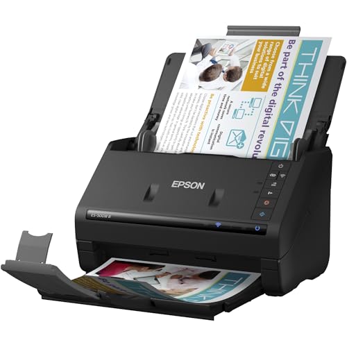 Epson Workforce ES-500W II Wireless Color Duplex Desktop Document Scanner for PC and Mac