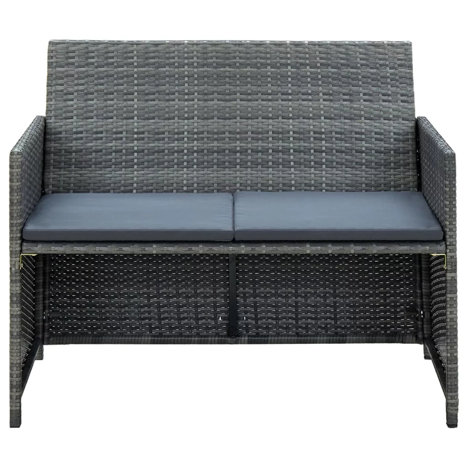4 Piece Patio with Cushions Set Poly Rattan Gray