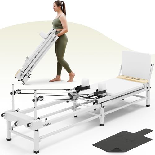 PAETA Pilates Reformer, 91" Foldable Reformer Pilates Machine with Adjustable Reformer Heights
