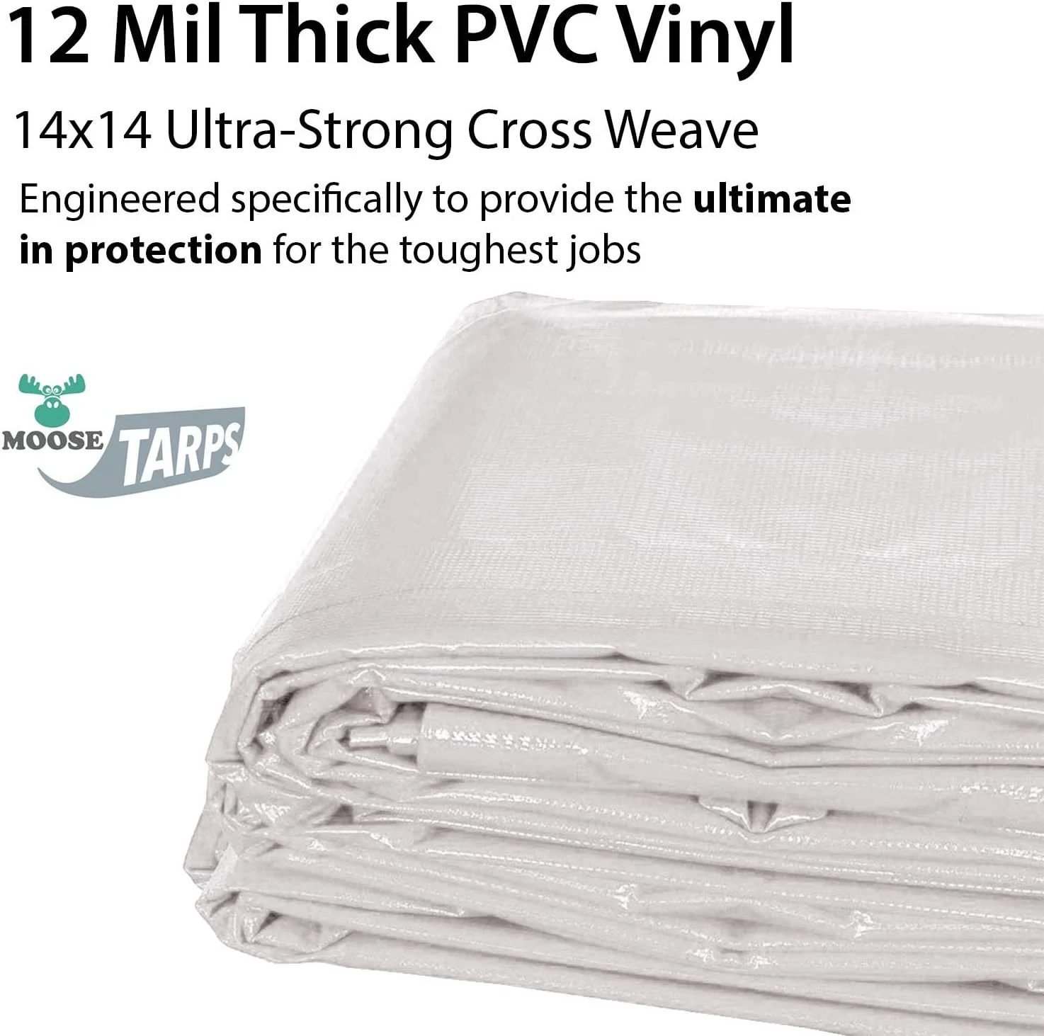 Heavy Duty Tarp, 100% Waterproof 12Mil Thick PVC Vinyl Tent Tarp For Camping, Multi-Purpose Thick ive Cover, Weather Proof, Heavy Duty, UV Resistant
