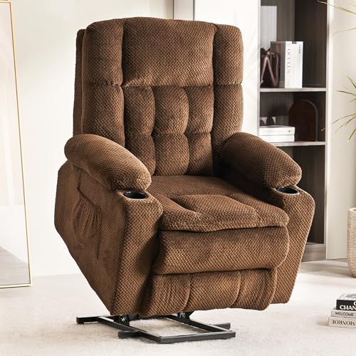 Recliner Chair, Power Lift Chair for Elderly with Massage and Heating, Ergonomic Lounge Chair with 2 Cup Holders Side Pockets