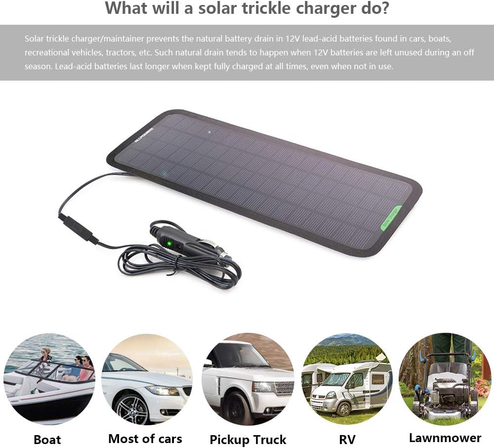 ALLPOWERS 18V 12V 5W Portable Solar Panel Car Boat Power Solar Panel Battery Charger Maintainer for Automotive Motorcycle Tractor Boat RV Batteries