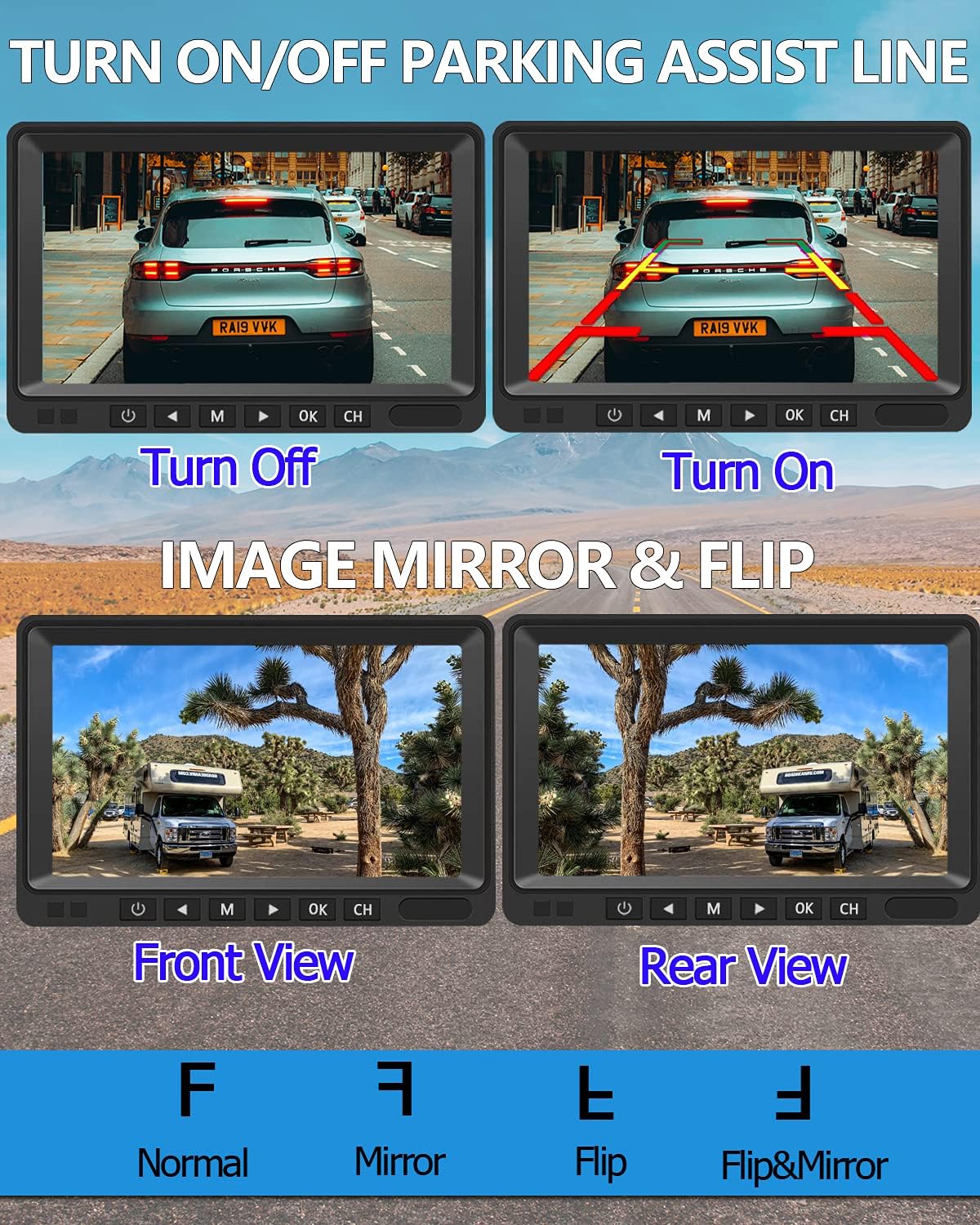 Wireless Backup Camera, DOUXURY IP69 Waterproof 170° Wide View Angle HD 1080P Backup Camera + HD LCD 7" Monitor