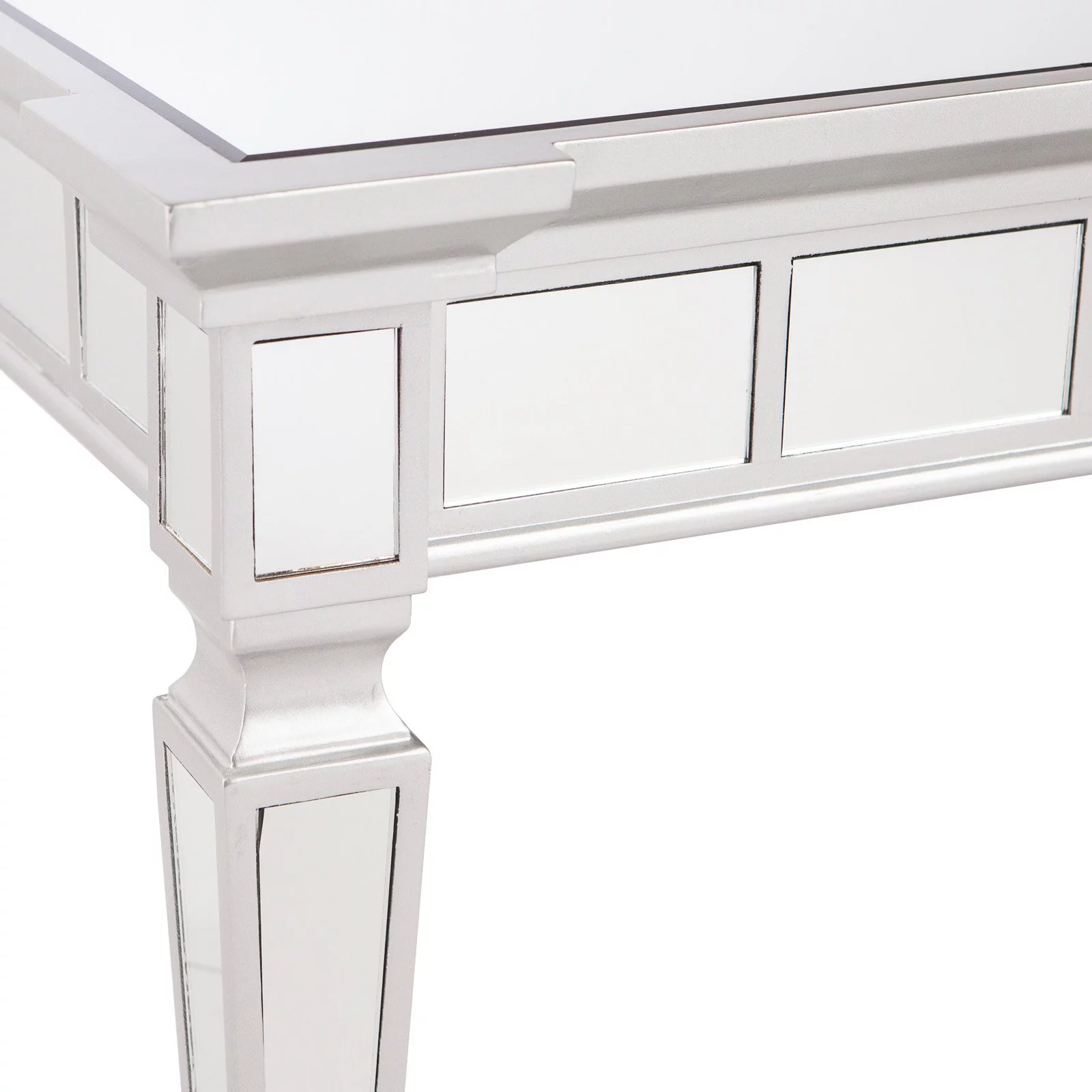 SEI Furniture Glenview Square Wood Mirrored End Table in Matte Silver
