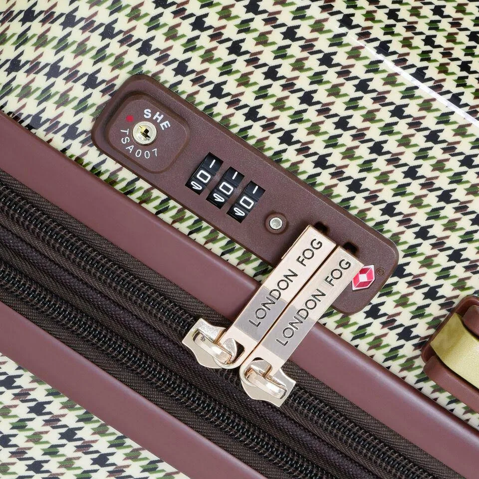 London Fog Cambridge Expandable Hardside Spinner Carry-On - 21x22 - Olive Plaid