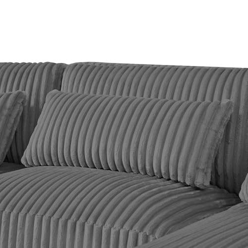 Oversized U-Shaped Sectional Sofa Couch Plush Corduroy Upholstered Modular Deep Seat Sofa&Couch Sectional W/Right Facing Chaise Lounge and 7 Toss