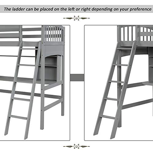 Harper & Bright Designs Full Size Loft Bed with Wardrobe and Desk, Solid Wood Loft Bed Frame with Storage, for Kids Teens Adults (Full Size, White)