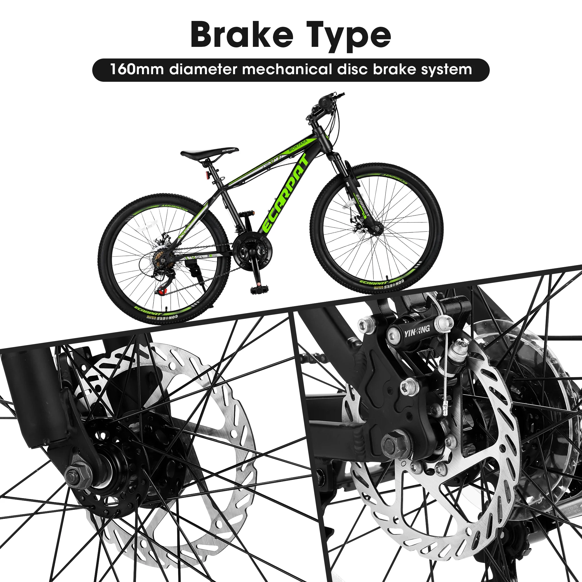 24 inch Mountain Bike for Kids and Adults, Shimano 21-Speed Aluminium Frame Bike with Disc Brake