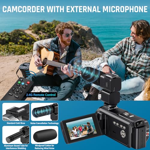 8K 64MP Video Camera Camcorder, 18X Digital Zoom with IR Night Version Vlogging Camera for Youtube, 3.0" IPS Touch Screen with one 4500mAh Battery