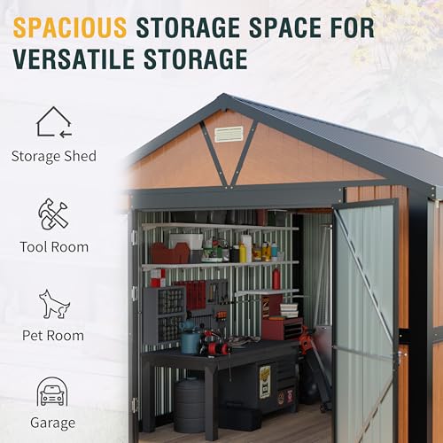 Outdoor Storage Shed, 5x3 Ft Metal Steel Tiny House with Lockable Door, Vertical Outside Storage Building for Garden, Backyard, Lawn, Patio Utility