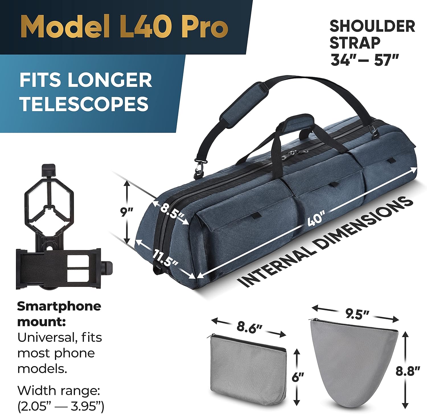 Multipurpose Telescope Bag – Shock-Absorbent Telescope Carrying Case with Adjustable Shoulder Strap and Extra Storage – Military-Grade