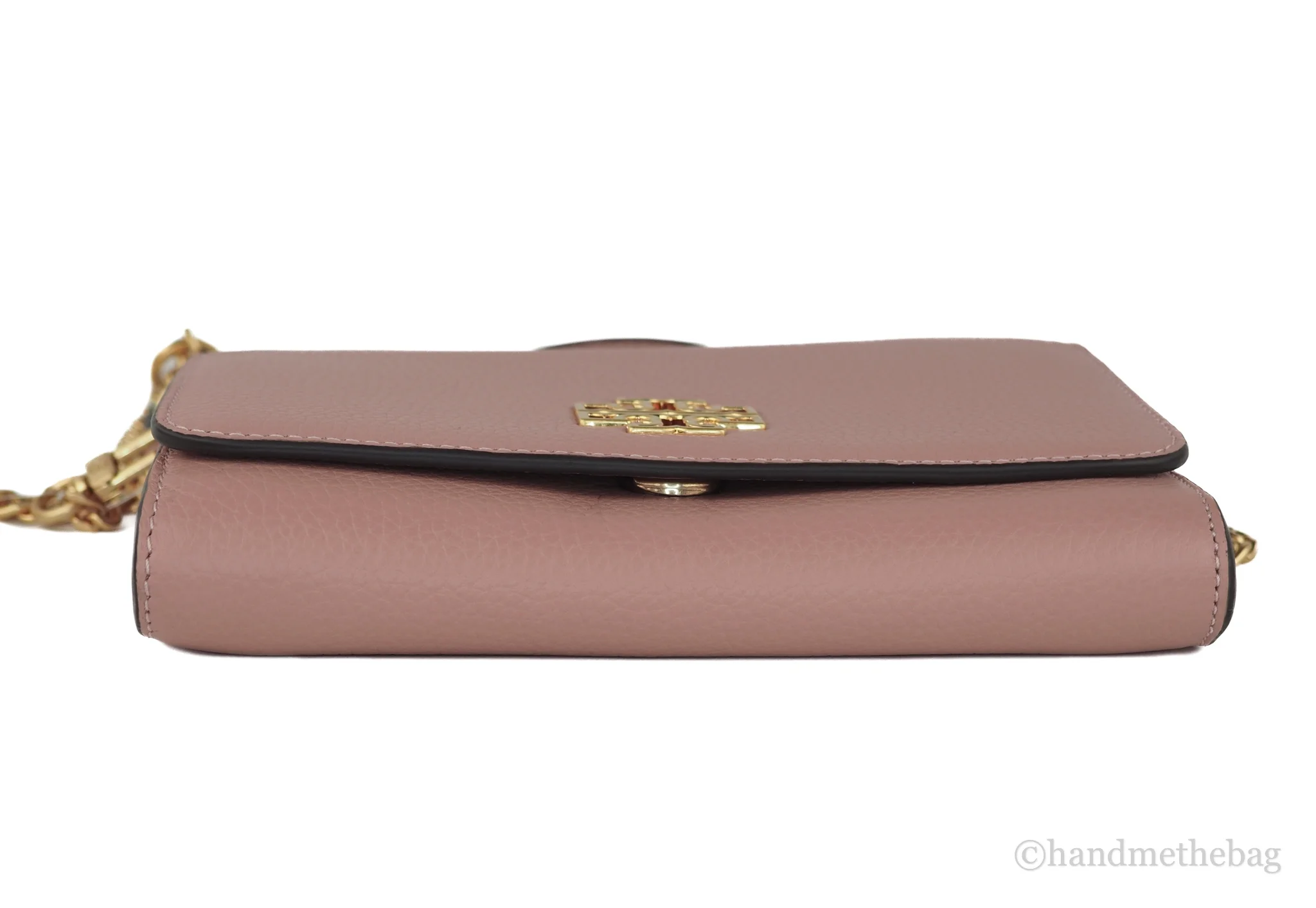 Tory Burch (67296) Pink Moon Pebbled Leather Britten Chain Wallet Crossbody Bag