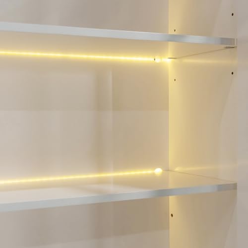 MERITLINE Queen Murphy Bed with Couch and Storage Shelves,Charging Station& LED Light