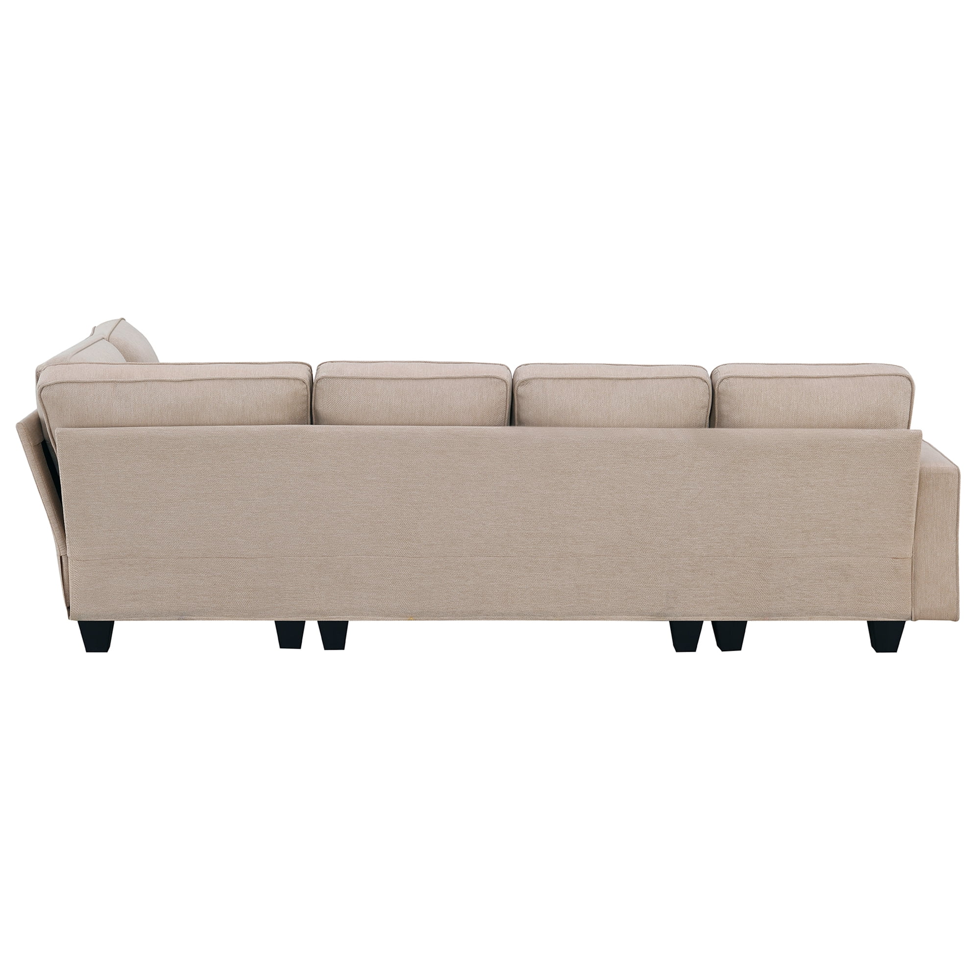 Modern L Shaped Sectional Sofa, 7 Seater Linen Modular Couch with Chaise Lounge and Convertible Ottoman for Living Room Office - Radiant Selections