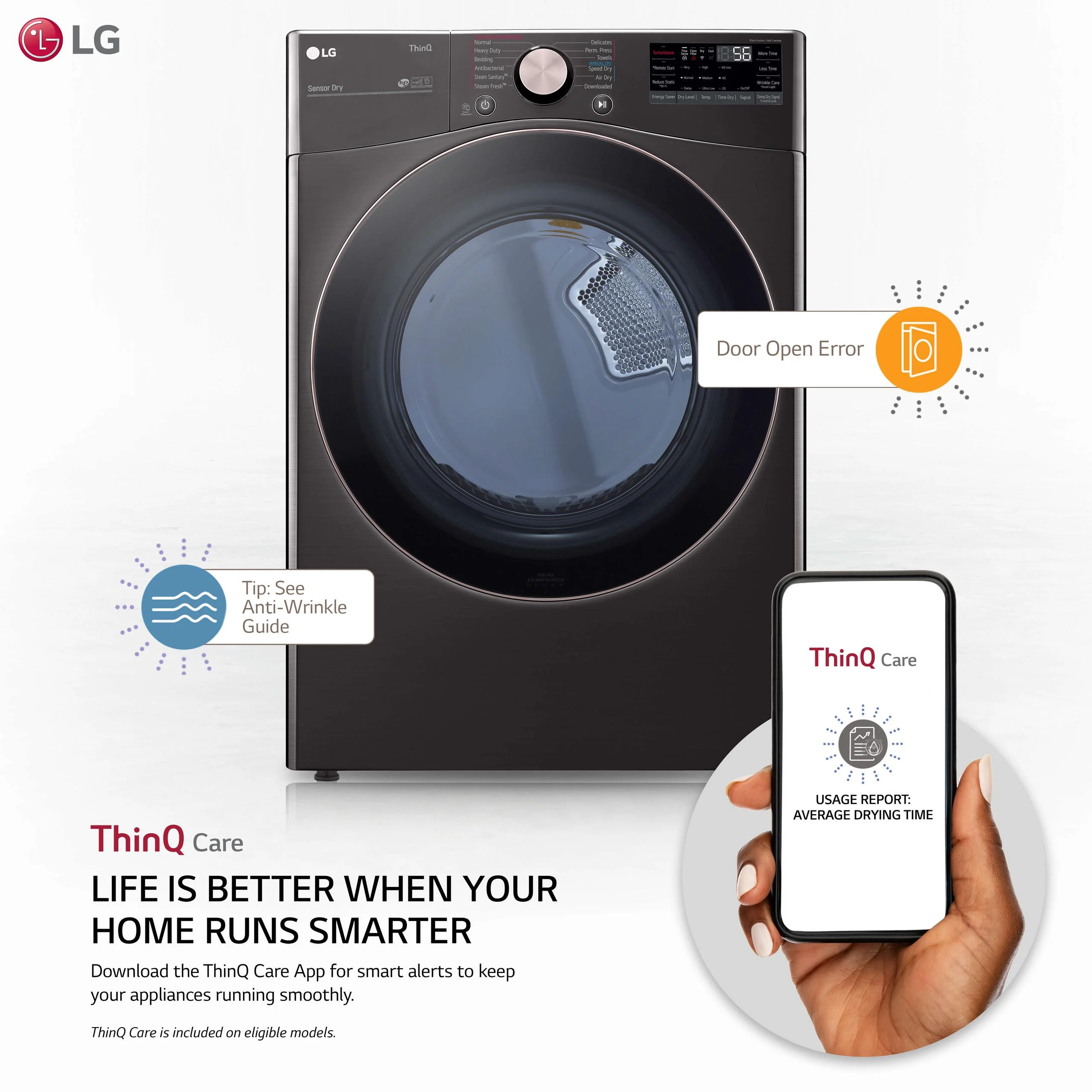 LG DLEX4000B 7.4 Cu. Ft. Ultra Large Capacity Smart wi-fi Enabled Front Load Electric Dryer with TurboSteam聶 and