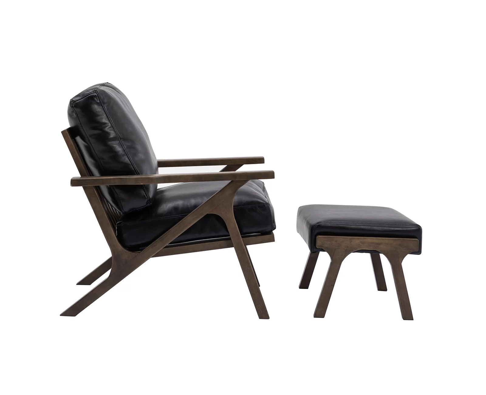 Guyou Mid Century Accent Chair and Ottoman Set