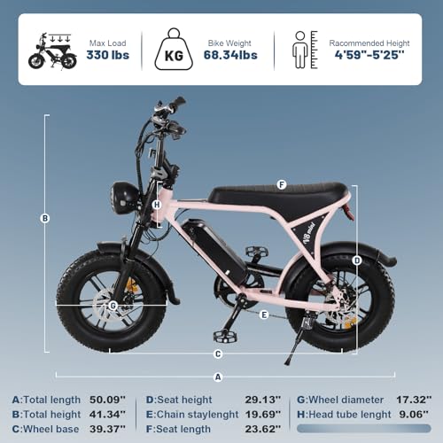 OUXI Electric Bike for Adults, 16" Fat Tire Ebike with 36V 10.4Ah Removable Battery, Moped Style EBike for Teens Up to 20MPH