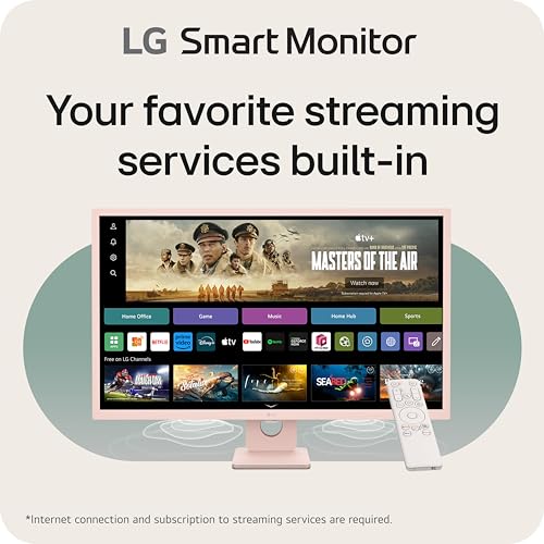 LG 27SR50F-W Smart Monitor 27-Inch FHD (1920x1080) IPS Display, webOS 23, HDR 10, x2 Built-in Speakers, AirPlay 2, Screen Share, Bluetooth, ThinQ App