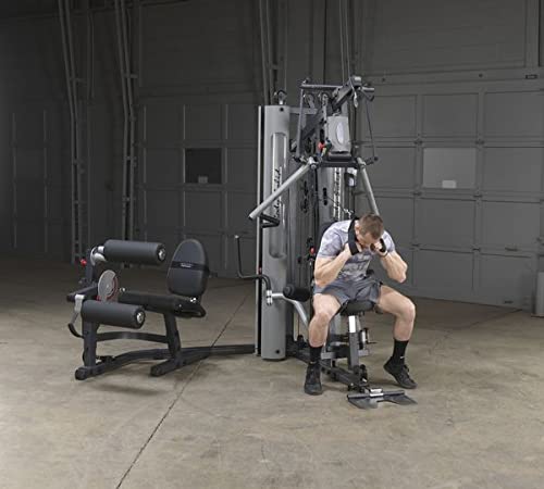 Body-Solid Multi-Station 210lbs Weights Stack Bi-Angular Gym Machine with Leg and Calf Press Attachment, Leg Strength Training Equipment