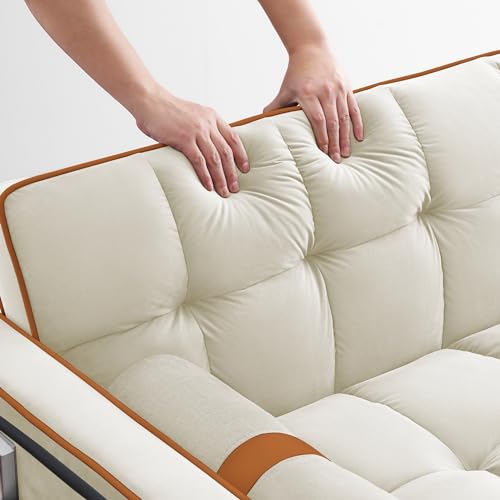 3 in 1 Sleeper Sofa,Modern Velvet Sofa Bed,Convertible Pull Out Couch Bed with Swivel Phone Stand and Storage Pockets