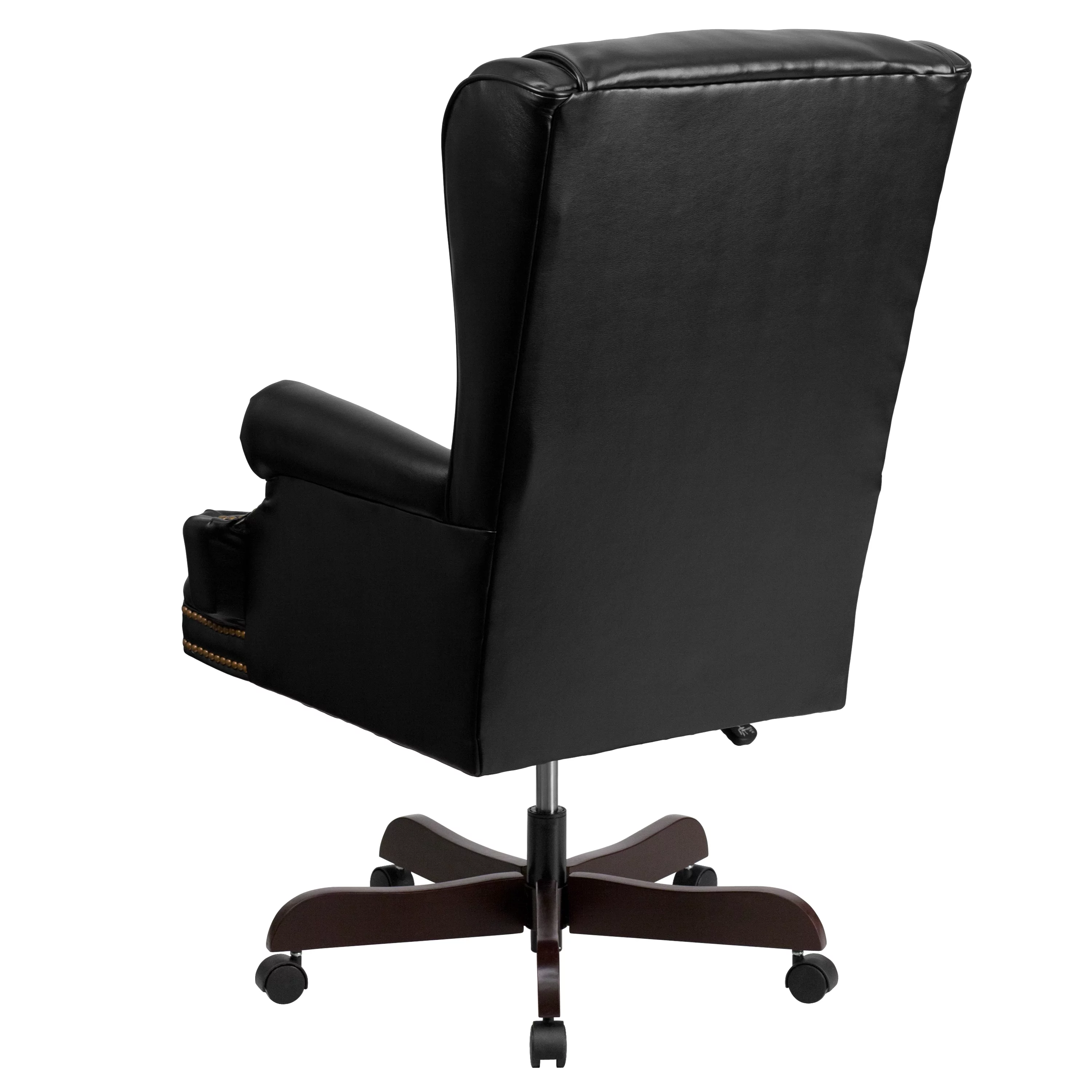 Flash Furniture High Back Traditional Tufted Black LeatherSoft Executive Ergonomic Office Chair with Oversized Headrest & Nail Trim Arms