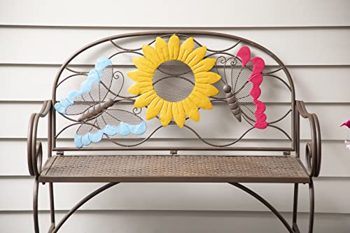 Evergreen Garden Sunflower Garden Bench Outdoors & Indoors | Cast Iron Metal Patio Bench | Outdoor Seating Furniture | Seats for Park, Porch, Deck