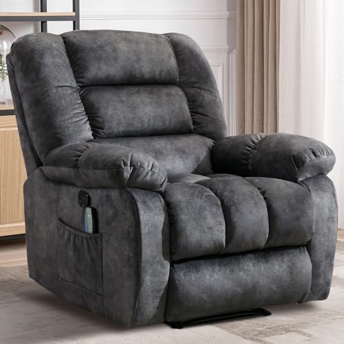 Massage Recliner Chair with Heat and Massage, Soft Fabric Ergonomic Manual Reclining Chairs