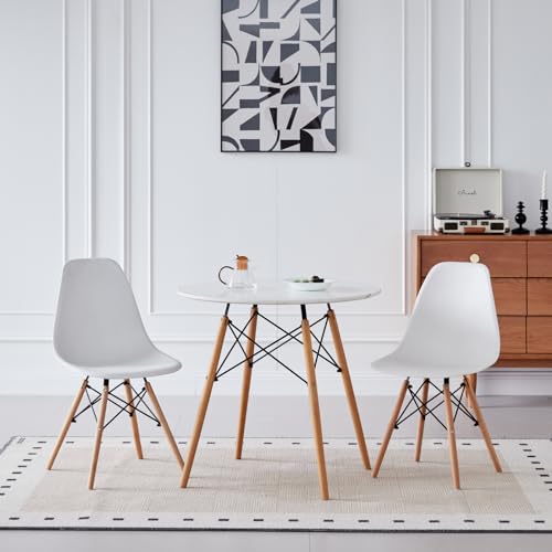 5-Piece Round Dining Table Set for 4 Small Kitchen Table Chairs Set of 4 31.5'' Dining Room Table Set Dinner Table for 4 Mid-Century Modern Dinning