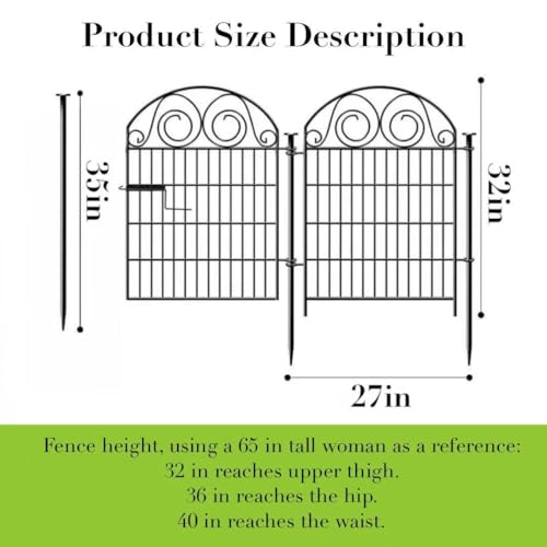 Tall Garden Fence Animal Barrier with Gate, 40 in(H) 12 Panels Garden Fences and Borders for Dogs, Dog Fence Outdoor for Yard