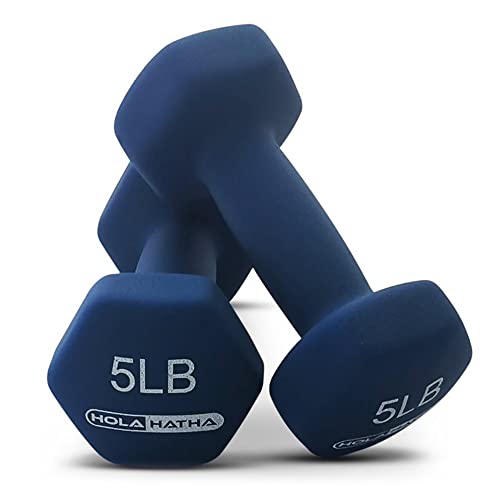 HolaHatha Neoprene Dumbbell Free Hand Weight Set with Rack, Ideal for Home Exercises to Gain Tone and Definition