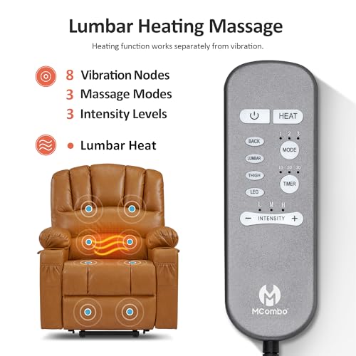 MCombo Oversized Power Lift Recliner Chair for Elderly, Lift Chair with Heat and Massage, Lift Recliner for Big and Tall, Cup Holders