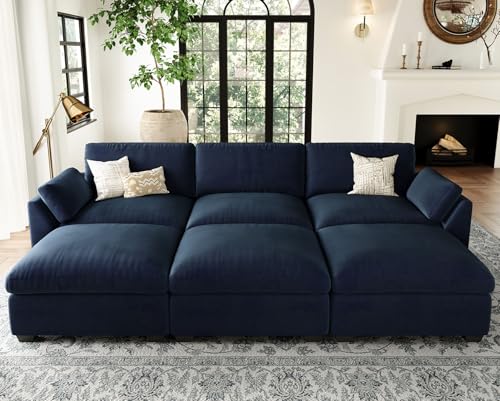 Belffin Extra Large Modular Sectional Sofa,106.3" 4-Seater L Shaped Couch,Velvet Convertible Sectional Couches for Living Room