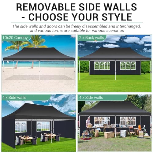 10x10 Pop Up Canopy Tent with 4 Sidewalls and Mesh Windows 2.0