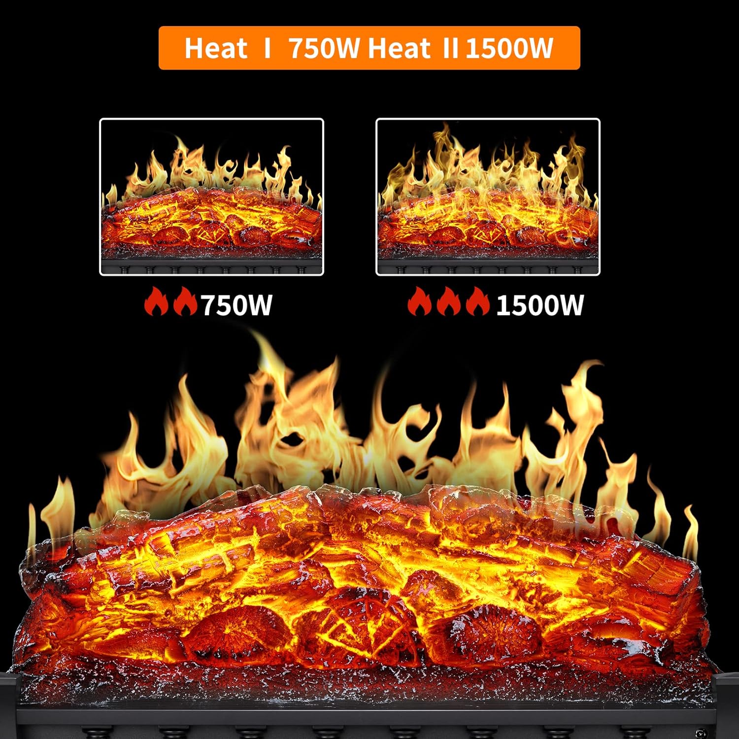 XGRASS Electric Fireplace Log Heater 21 Inch Infrared Quartz Electric Fireplace Remote Control, Realistic Flame Effect, Overheating Protection