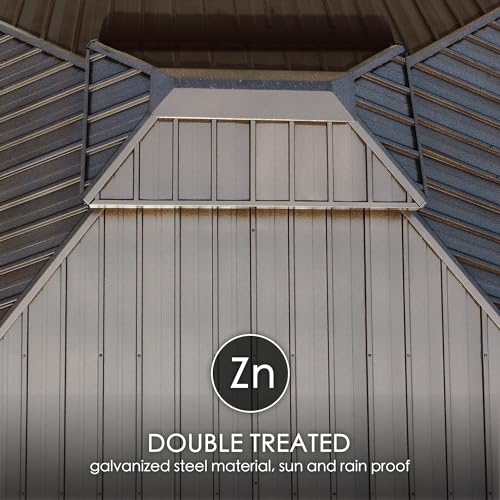 Kozyard Apollo 10’x12’ Hardtop Gazebo, Wooden Coated Aluminum Frame Canopy with Galvanized Steel Double Roof