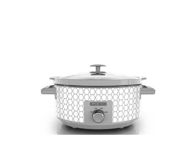 Black u0026 Decker SC1007D Tempered glass/stoneware Slow Cooker - 8.3 qt - White/Gray