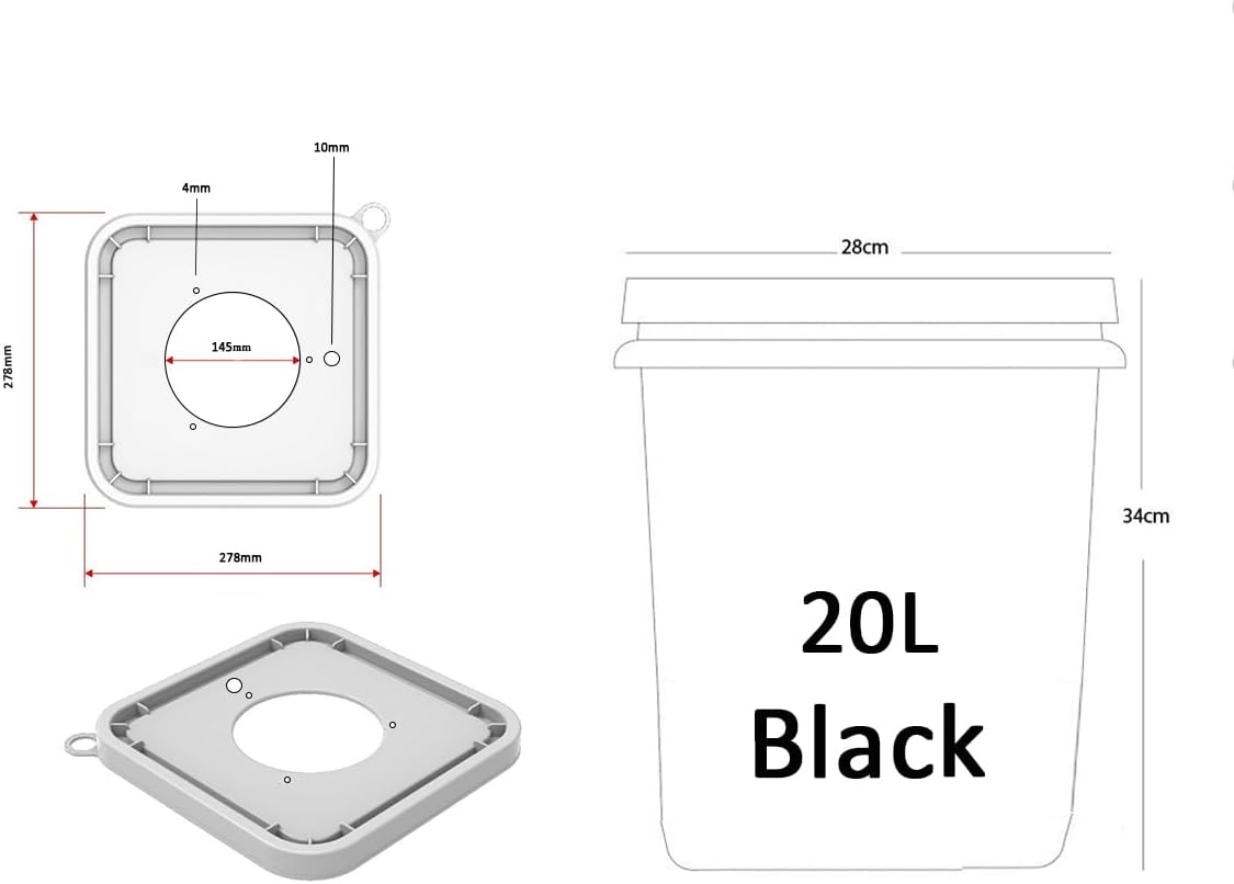 HYDROPONICS Earth,4+1 RDWC Full Set, Recirculating Deep Water Culture RDWC Hydroponics Grow System, 20L, 4 Sites with Connected Reservoir, Black